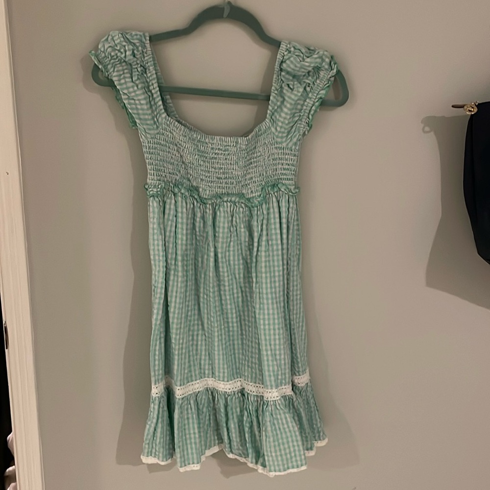 Urban outfitters green gingham mini dress, xs